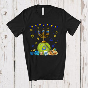 MacnyStore - Menorah With Tennis Equipment; Wonderful Hanukkah Family Tennis Player Playing; Sport Team T-Shirt