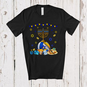 MacnyStore - Menorah With Volleyball Equipment; Wonderful Hanukkah Family Volleyball Player Playing; Sport Team T-Shirt