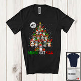 MacnyStore - Meow Catmas; Adorable Christmas Tree Lights Santa Cat Owner; Snowing Around Family Group T-Shirt