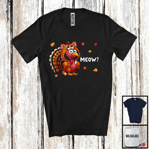 MacnyStore - Meow; Wonderful Thanksgiving Fall Autumn Leaves Cat Lover Turkey; Animal Family Group T-Shirt