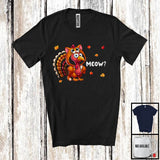 MacnyStore - Meow; Wonderful Thanksgiving Fall Autumn Leaves Cat Lover Turkey; Animal Family Group T-Shirt