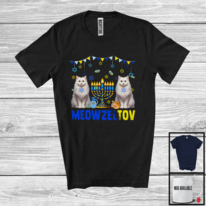 MacnyStore - Meowzel Tov; Adorable Hanukkah Two Cat Lover Menorah; Chanukah Matching Family Group T-Shirt