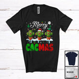 MacnyStore - Merry Cacmas; Amazing Christmas Three Santa Elf Reindeer Cactus; Vegan Group T-Shirt