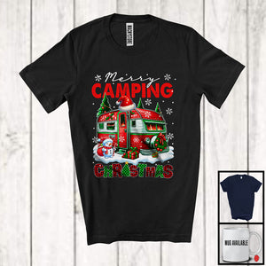 MacnyStore - Merry Camping; Joyful Christmas Santa Camping Lover; X-mas Snowing Around T-Shirt