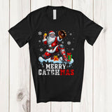 MacnyStore - Merry Catchmas; Fantastic Christmas Santa Softball Catcher Player Team; Snowing Family T-Shirt