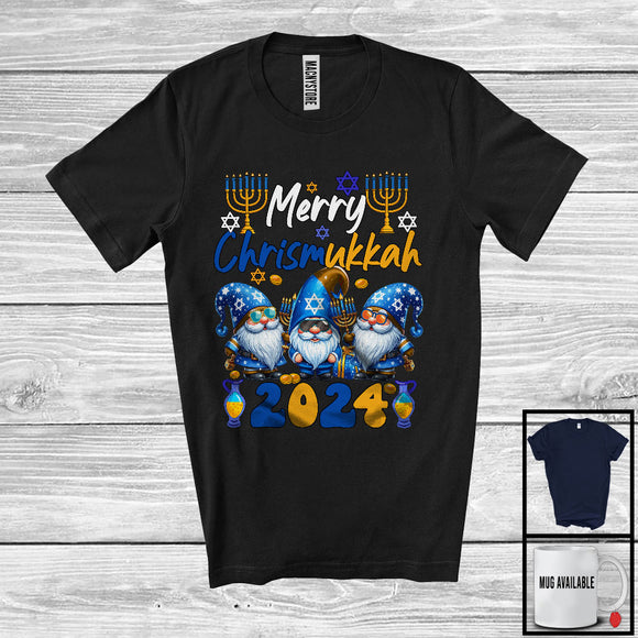 MacnyStore - Merry Chrismukkah 2024; Awesome Christmas Hanukkah Three Gnomes Gnomies; Family Group T-Shirt