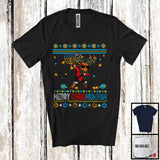 MacnyStore - Merry Chrismukkah; Joyful Christmas Hanukkah Sweater Dabbing Reindeer; Holding Menorah Family T-Shirt