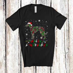 MacnyStore - Merry Christmas ASL; Adorable X-mas Whippet Shape Plaid Paws; Sign Language Family T-Shirt