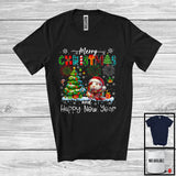 MacnyStore - Merry Christmas And Happy New Year; Colorful X-mas Tree Plaid Santa Guinea Pig; Animal Lover T-Shirt