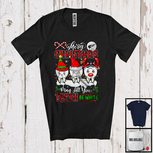 MacnyStore - Merry Christmas May All Your Teeth Be White; Fantastic X-mas Lights Tooth Plaid; Dental Dentist T-Shirt