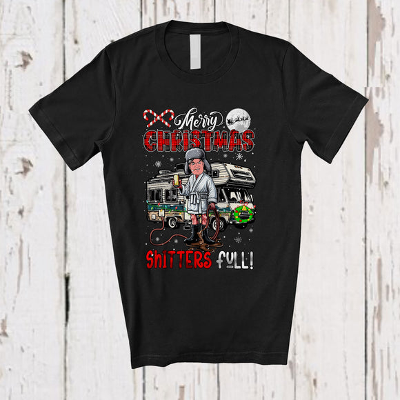 MacnyStore - Merry Christmas Shitters Full; Sarcastic X-mas Plaid Movies Lover; Snowing Family Group T-Shirt