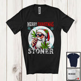 MacnyStore - Merry Christmas Stoner; Amazing X-mas Moon Santa Sunglasses Smoking; Smoker 420 Stoner T-Shirt