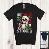 MacnyStore - Merry Christmas Stoner; Amazing X-mas Santa Sunglasses Smoking; Smoker 420 Stoner T-Shirt