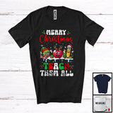 MacnyStore - Merry Christmas Teach Them All; Adorable Christmas Three School Things; Snowing Family Group T-Shirt