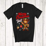 MacnyStore - Merry Christmas Yall; Cheerful X-mas Lights Gingerbread Snowing Around; Family Group T-Shirt