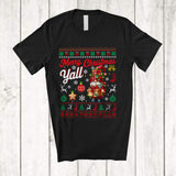 MacnyStore - Merry Christmas Yall; Cheerful X-mas Lights Gnome Snowing Around; Sweater Family Group T-Shirt