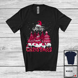 MacnyStore - Merry Christmas; Adorable Pink X-mas Tree Santa Snowing Around; Family Pajama Group T-Shirt