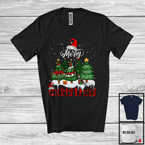 MacnyStore - Merry Christmas; Adorable Plaid X-mas Tree Santa Snowing Around; Family Pajama Group T-Shirt