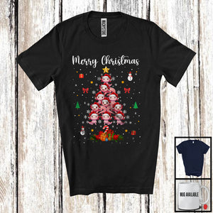 MacnyStore - Merry Christmas; Adorable Santa Axolotl Christmas Tree Lights; Animal Lover X-mas Group T-Shirt