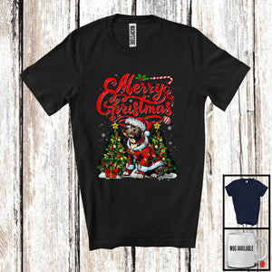 MacnyStore - Merry Christmas; Adorable Santa Pit Bull Dog Owner Lover; X-mas Tree Family Group T-Shirt