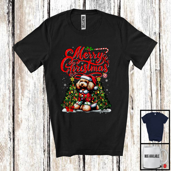 MacnyStore - Merry Christmas; Adorable Santa Poodle Dog Owner Lover; X-mas Tree Family Group T-Shirt