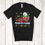 MacnyStore - Merry Christmas; Adorable X-mas ASL Three Santa On Pickup Truck; Hand Sign Language Family T-Shirt