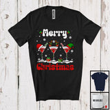 MacnyStore - Merry Christmas; Amazing X-mas Lights Three Cocktail Glasses Snowing; Drinking Drunker T-Shirt