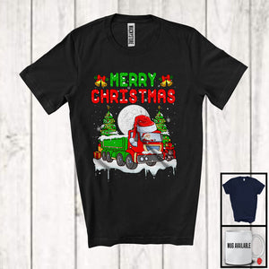 MacnyStore - Merry Christmas; Amazing X mas Moon Tree Santa Truck Driver Lover; Family Group T-Shirt