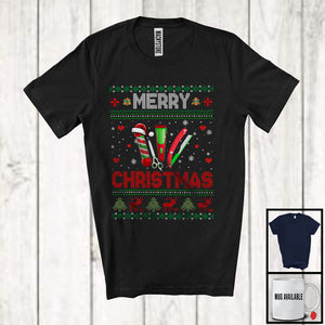 MacnyStore - Merry Christmas; Amazing X mas Sweater Santa Barber Lover; Snowing Family Careers T-Shirt