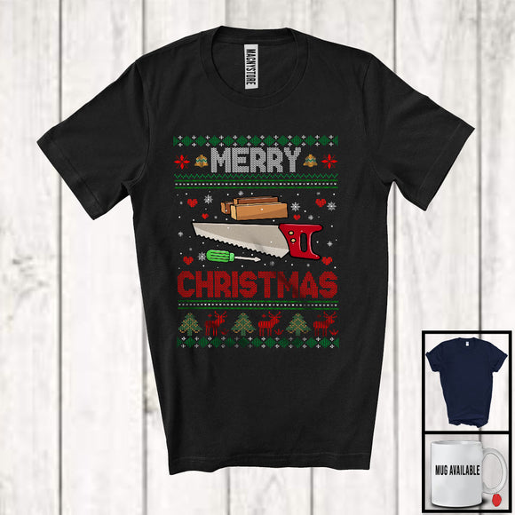 MacnyStore - Merry Christmas; Amazing X mas Sweater Santa Carpenter Lover; Snowing Family Careers T-Shirt