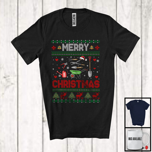 MacnyStore - Merry Christmas; Amazing X mas Sweater Santa Farmer Lover; Snowing Family Careers T-Shirt