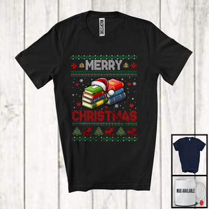 MacnyStore - Merry Christmas; Amazing X mas Sweater Santa Librarian Lover; Snowing Family Careers T-Shirt