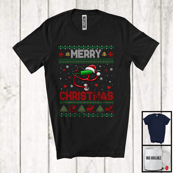 MacnyStore - Merry Christmas; Amazing X mas Sweater Santa Nurse  Lover; Snowing Family Careers T-Shirt