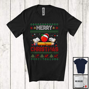 MacnyStore - Merry Christmas; Amazing X mas Sweater Santa Teacher Lover; Snowing Family Careers T-Shirt