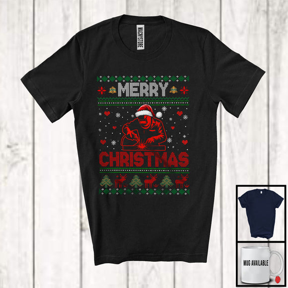 MacnyStore - Merry Christmas; Amazing X mas Sweater Santa Welder Lover; Snowing Family Careers T-Shirt