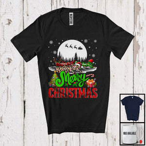 MacnyStore - Merry Christmas; Amazing X-mas Three Leopard Plaid Three Canoe Lover; Family Group T-Shirt