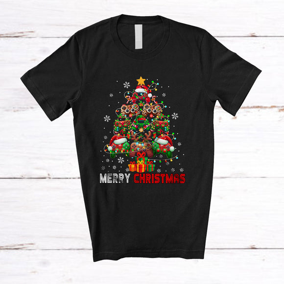 MacnyStore - Merry Christmas; Amazing X-mas Tree Game Controllers; X-mas Matching Gamer Group T-Shirt