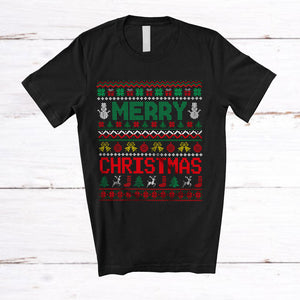 MacnyStore - Merry Christmas; Amusing X-mas Sweater Bells Snowman; Matching Family Group T-Shirt