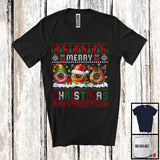 MacnyStore - Merry Christmas, Awesome Christmas Sweater Santa ELF Reindeer Donuts, X-mas Food Lover T-Shirt