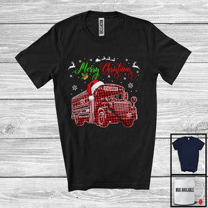 MacnyStore - Merry Christmas; Awesome X-mas Plaid Snowing School Bus Tools; School Bus Driver Proud Jobs T-Shirt