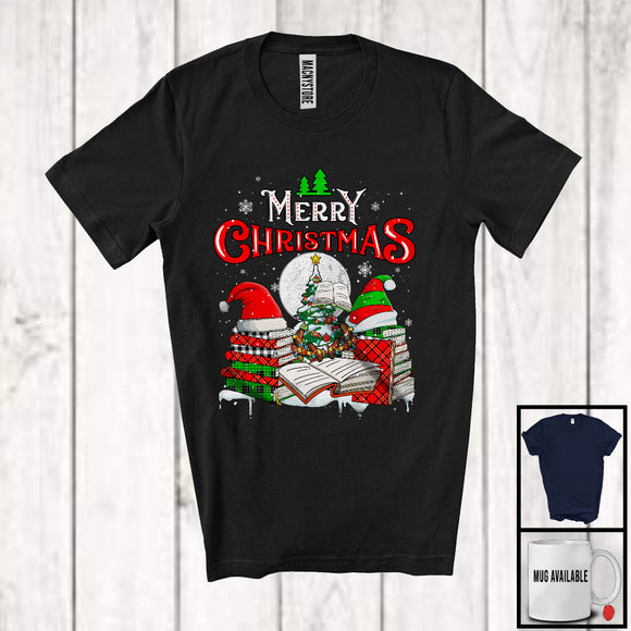 MacnyStore - Merry Christmas, Cheerful X-mas Three Plaid Librarian Tools Santa Elf Reindeer, Proud Careers T-Shirt