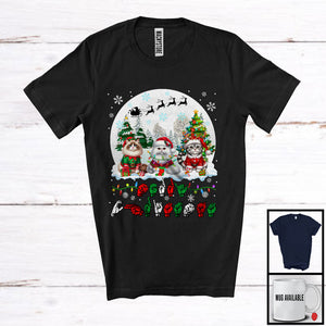 MacnyStore - Merry Christmas; Fantastic Christmas Moon Three Cats Owner; ASL Sign Language Moon T-Shirt