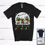 MacnyStore - Merry Christmas; Fantastic Christmas Moon Three Pugs Owner; ASL Sign Language Moon T-Shirt