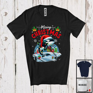 MacnyStore - Merry Christmas; Fantastic X-mas Lights Santa Orca Snowing Around; Wild Animal Lover T-Shirt