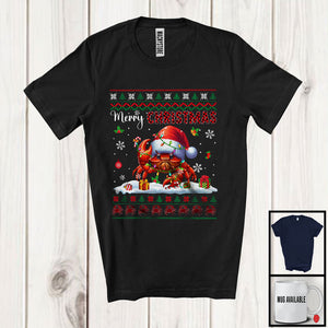 MacnyStore - Merry Christmas; Fantastic X-mas Lights Sweater Red Plaid Santa Crab; Sea Animal Lover T-Shirt