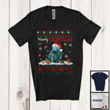 MacnyStore - Merry Christmas; Fantastic X-mas Lights Sweater Red Plaid Santa Manatee; Sea Animal Lover T-Shirt