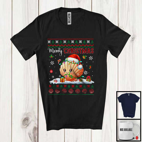 MacnyStore - Merry Christmas; Fantastic X-mas Lights Sweater Red Plaid Santa Scallop; Sea Animal Lover T-Shirt