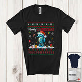 MacnyStore - Merry Christmas; Fantastic X-mas Lights Sweater Red Plaid Santa Seahorse; Sea Animal Lover T-Shirt