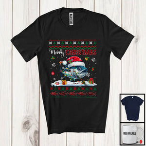 MacnyStore - Merry Christmas; Fantastic X-mas Lights Sweater Red Plaid Santa Tuna; Sea Animal Lover T-Shirt