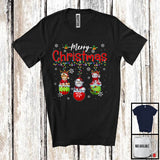 MacnyStore - Merry Christmas; Fantastic X-mas Lights Three Santa Reindeer Cat Lover; Family Group T-Shirt